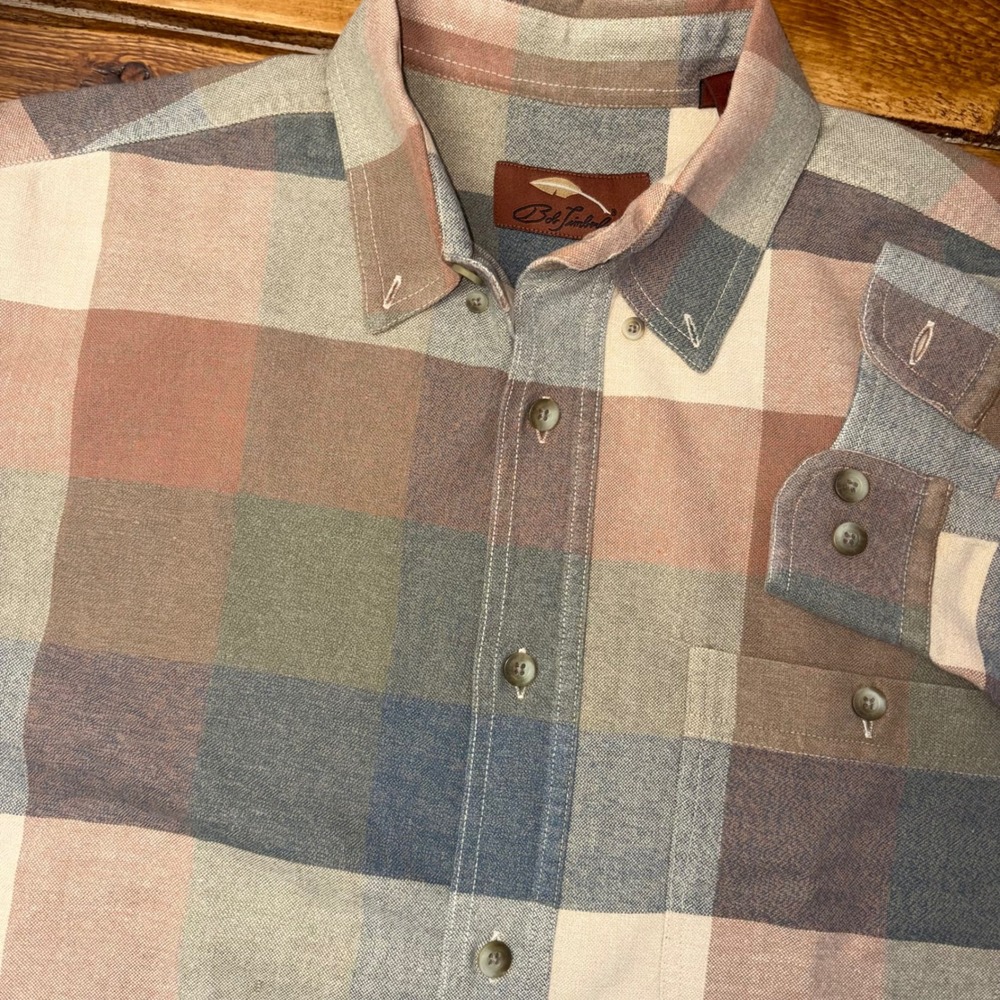 Bob Timberlake Button Down Shirt Mens Medium Multicolor Plaid Cotton Flannel